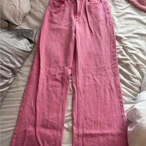 Pink Wide-Leg Jeans